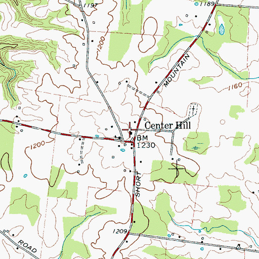 Topographic Map of Center Hill Baptist Church, TN