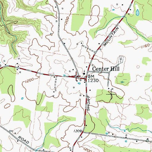 Topographic Map of Center Hill School (historical), TN