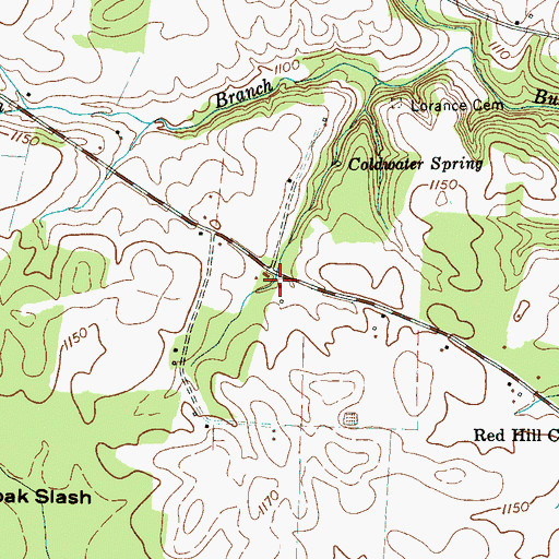 Topographic Map of Coldwater (historical), TN