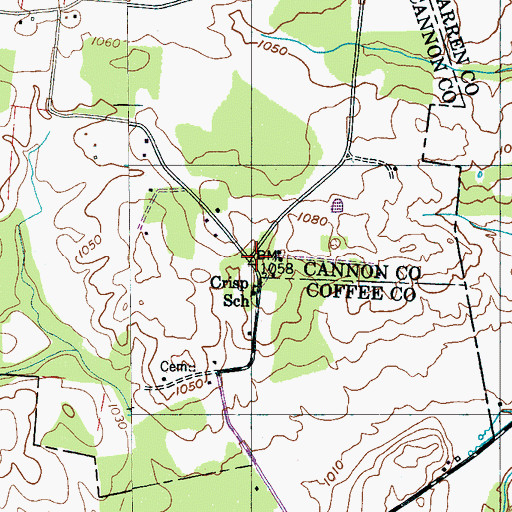 Topographic Map of Crisp (historical), TN