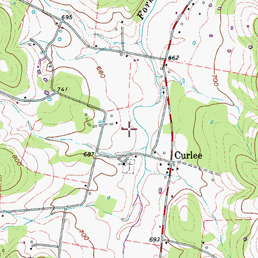 Topographic Map of Curlee Cemetery, TN