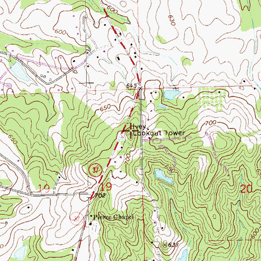 Topographic Map of Ivey Lookout Tower, AL