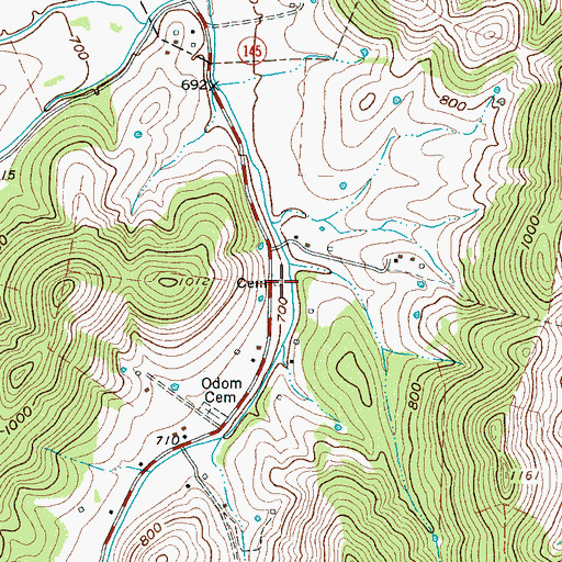 Topographic Map of Duggin Cemetery, TN