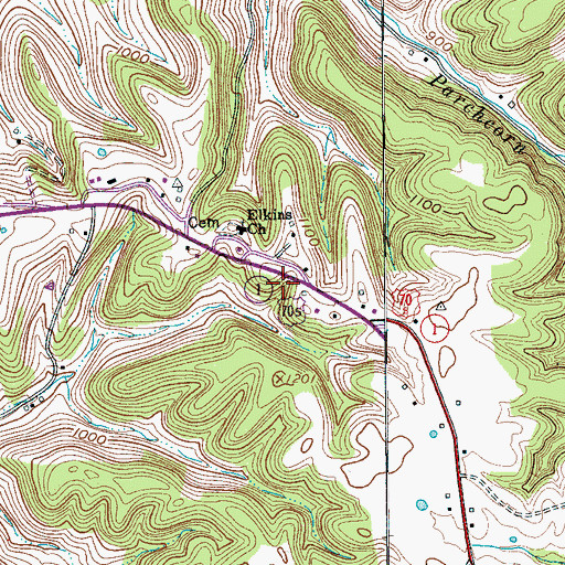 Topographic Map of Elkins (historical), TN