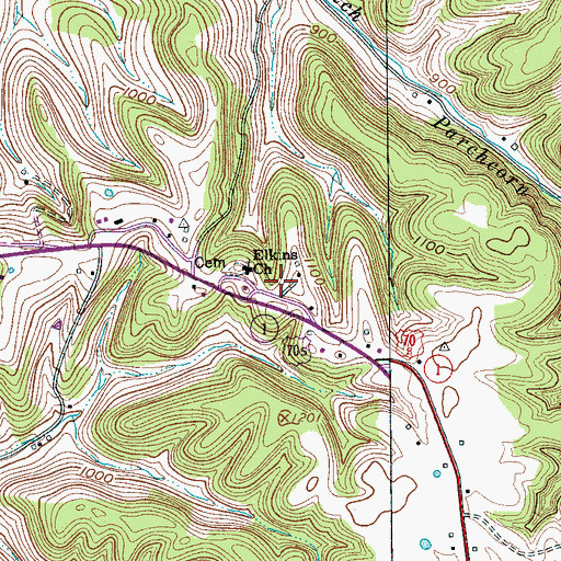 Topographic Map of Elkins School (historical), TN