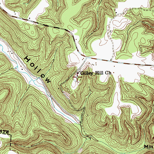 Topographic Map of Gilley Hill Cemetery, TN