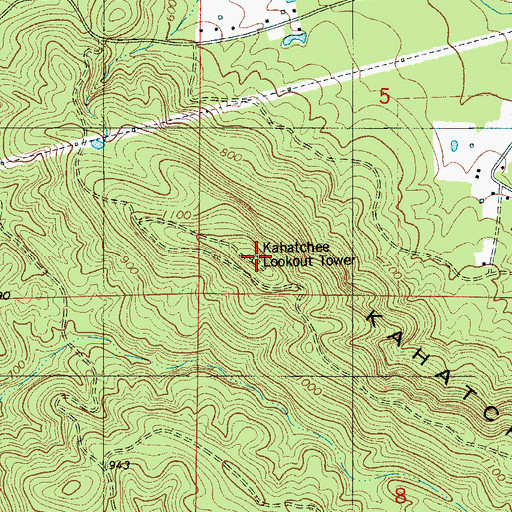 Topographic Map of Kahatchee Lookout Tower, AL