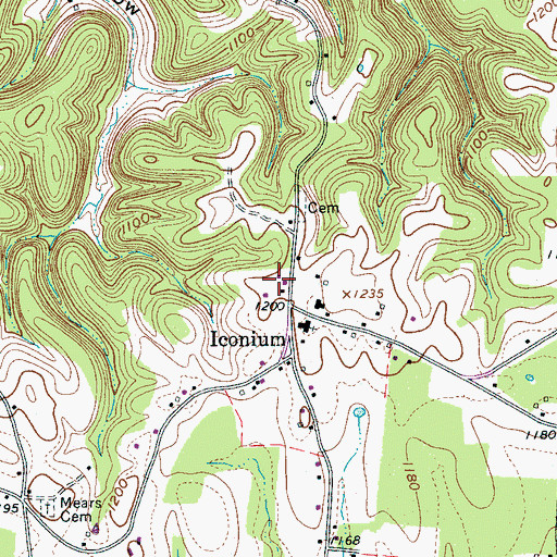 Topographic Map of Iconium School (historical), TN