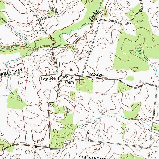 Topographic Map of Ivy Bluff Methodist Church, TN