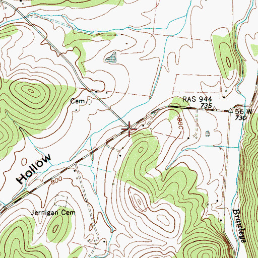 Topographic Map of Jernigan (historical), TN