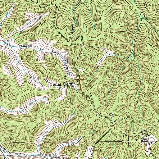 Topographic Map of Jones Chapel (historical), TN