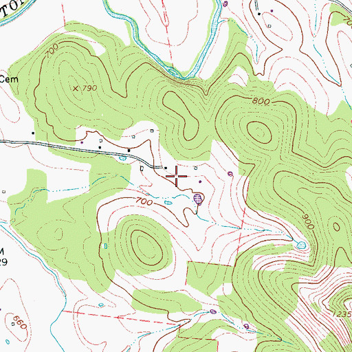 Topographic Map of Gandy Cemetery, TN