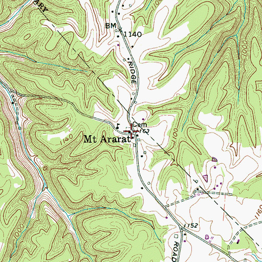 Topographic Map of Mount Ararat Church of Christ, TN