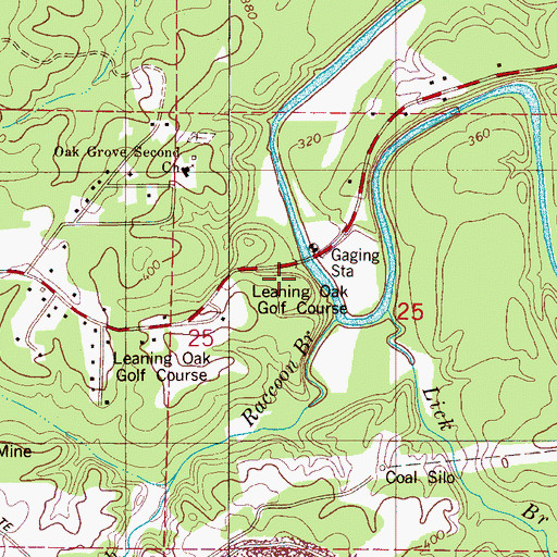 Topographic Map of Leaning Oak Golf Course (historical), AL
