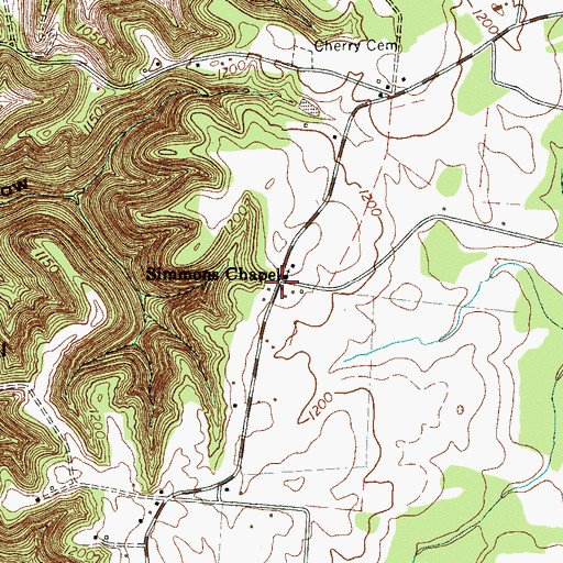 Topographic Map of Simmons Chapel, TN