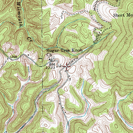 Topographic Map of Sugar Tree Knob, TN