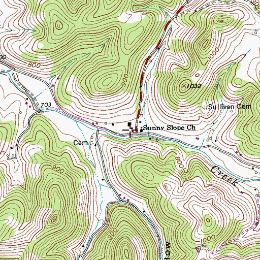 Topographic Map of Sunny Slope School (historical), TN