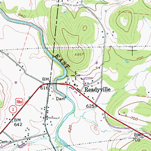 Topographic Map of Talley Hill, TN