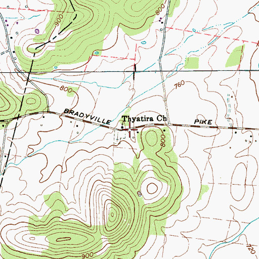Topographic Map of Thyatira (historical), TN