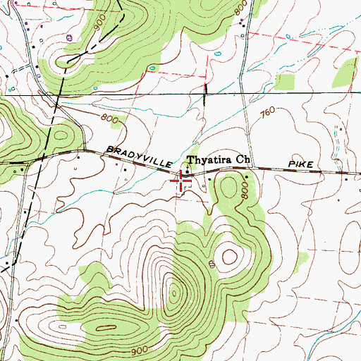 Topographic Map of Thyatira Cemetery, TN
