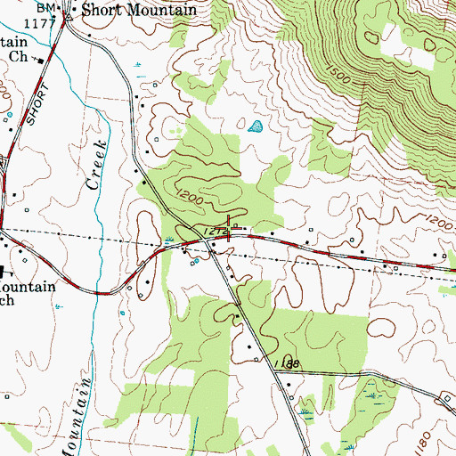 Topographic Map of Tuckers Chapel Methodist Church (historical), TN