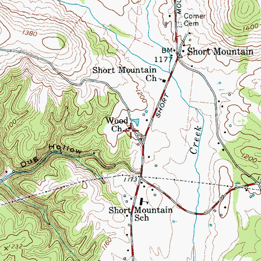 Topographic Map of Wood School (historical), TN