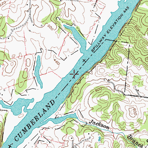 Topographic Map of Berdine Bar, TN