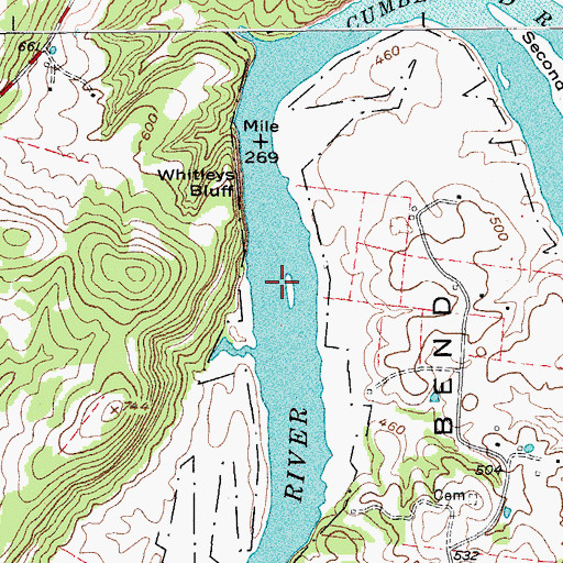 Topographic Map of Whitleys Island, TN