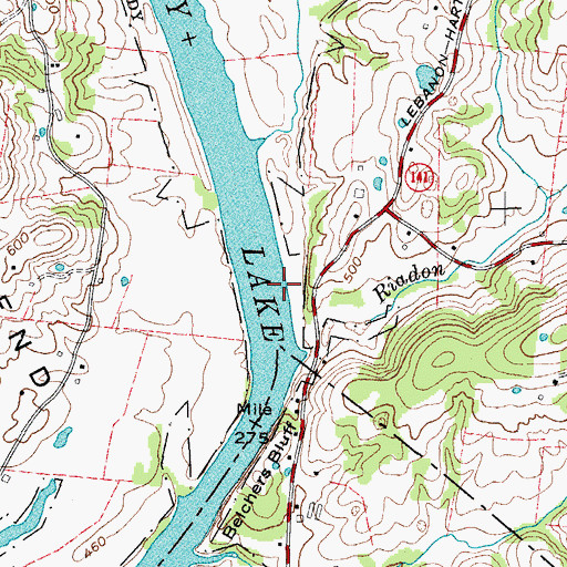 Topographic Map of Griffins Landing, TN