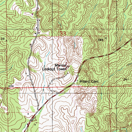 Topographic Map of Marion Lookout Tower, AL