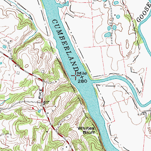 Topographic Map of Goose Creek Bar, TN