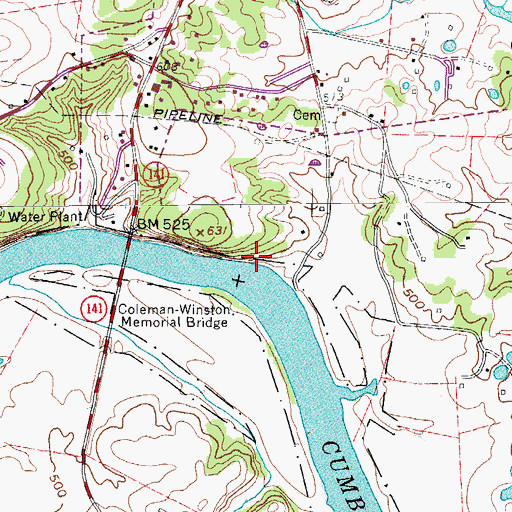 Topographic Map of Hartsville Landing, TN