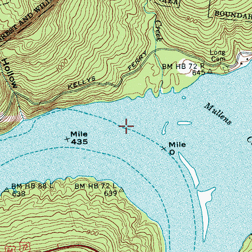 Topographic Map of Halls Landing (historical), TN