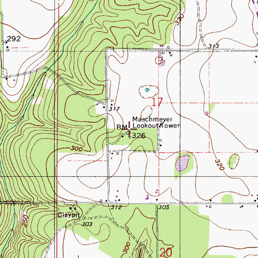Topographic Map of Maschmeyer Lookout Tower, AL