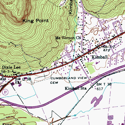 Topographic Map of Kimball Baptist Church, TN