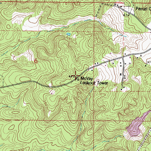 Topographic Map of McVay Lookout Tower, AL