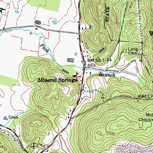 Topographic Map of Mineral Springs Baptist Church, TN