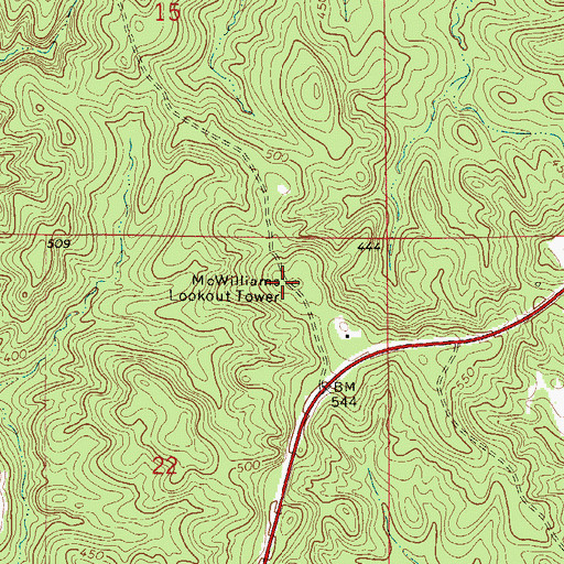 Topographic Map of McWilliams Lookout Tower, AL