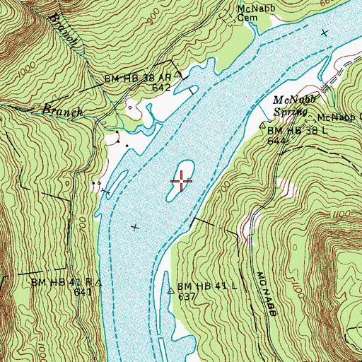Topographic Map of Savannah Towhead, TN
