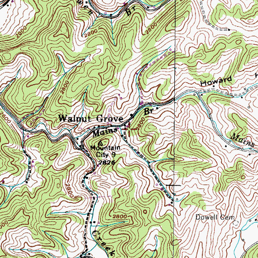 Topographic Map of Walnut Grove Baptist Church, TN