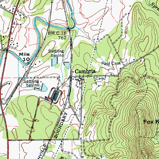 Topographic Map of Cambria Baptist Church, TN