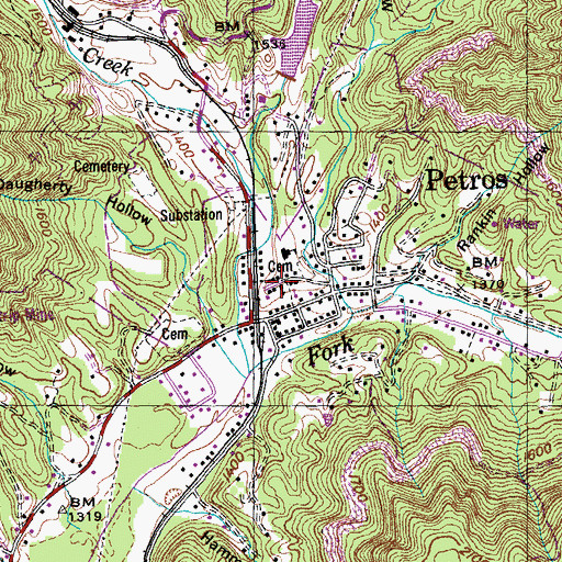 Topographic Map of Petros First Baptist Church, TN