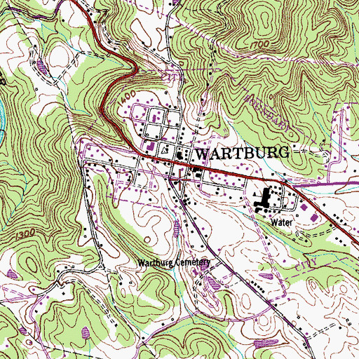 Topographic Map of Wartburg First Baptist Church, TN
