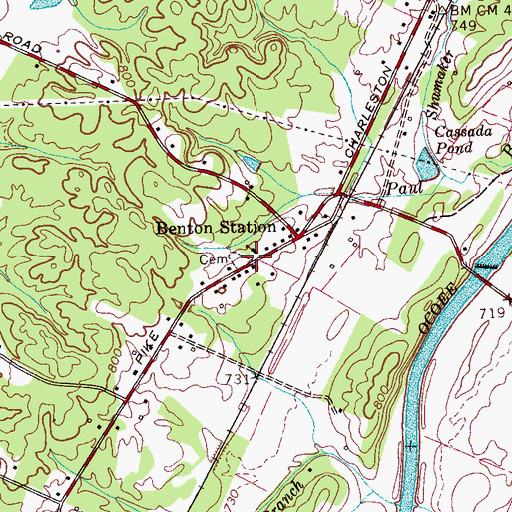 Topographic Map of Benton Station Baptist Church, TN