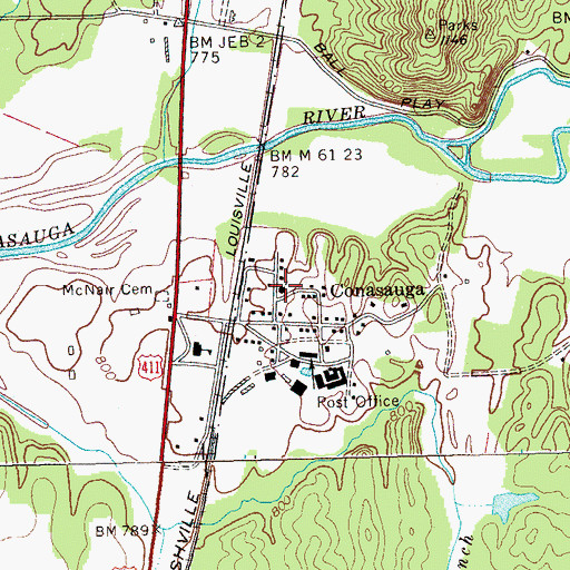 Topographic Map of Conasauga River Baptist Church, TN