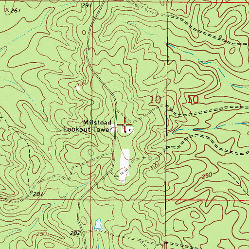Topographic Map of Milstead Lookout Tower, AL
