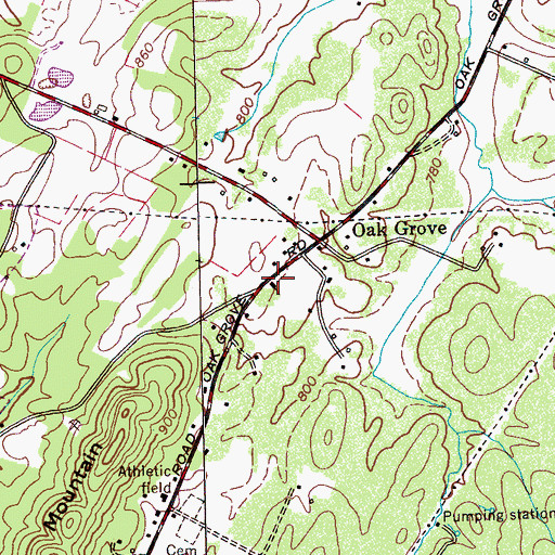 Topographic Map of Oak Grove Baptist Church, TN