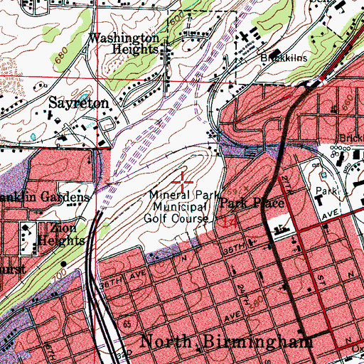 Topographic Map of Mineral Park Municipal Golf Course (historical), AL