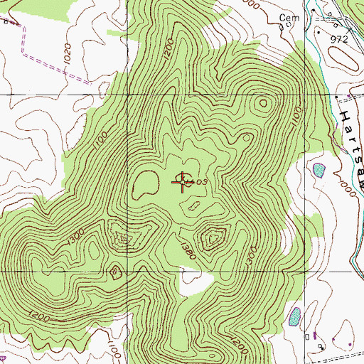 Topographic Map of Hellhole Mountain, TN