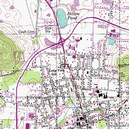 Topographic Map of Memorial Baptist Church, TN